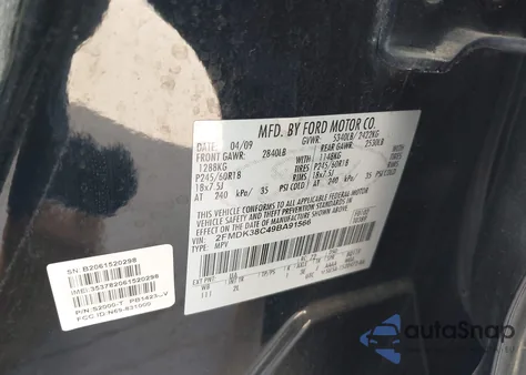 2009 Ford Edge Sel from USA, damaged, VIN 2FMDK38C49BA91566